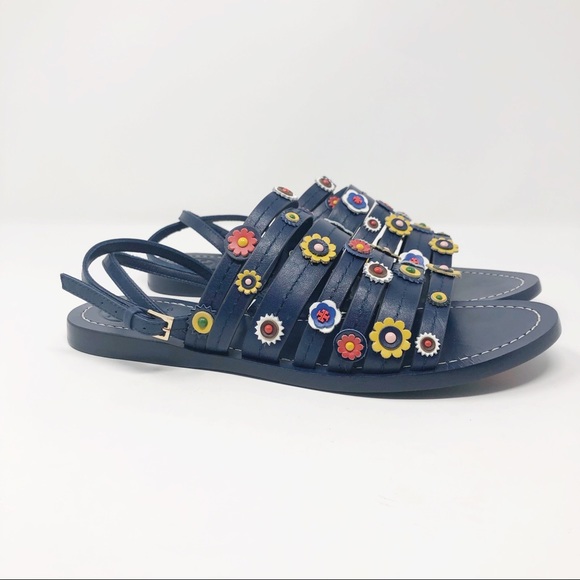 Tory Burch Floral Marguerite Flat Sandals Size 9 - Picture 4 of 10